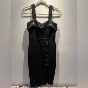 Elegant Black Button-Detail Dress